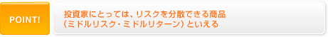 投資家にとっては、リスクを分散できる商品（ミドルリスク・ミドルリターン）といえる